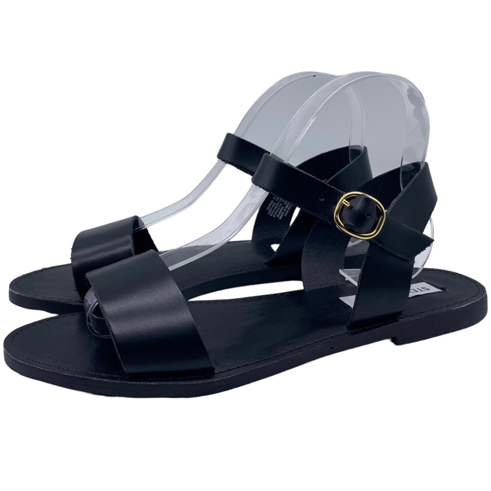 NEW Steve Madden Sandal Donddi Black Leather Strappy Size 8.5